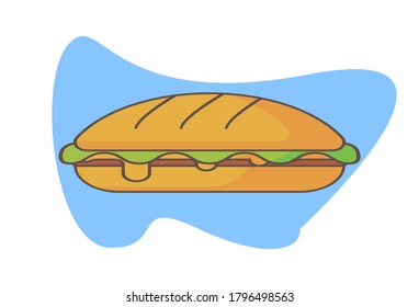 Hamburger Flat Design Illustration, Suitable Design For Fast Food and Junk Food Themed