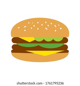 diseño plano de hamburguesa aislado en fondo blanco