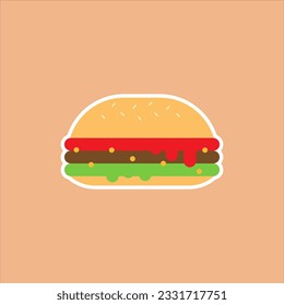 hamburger flat design vector illustration. junk food and fast food icon for restaurant