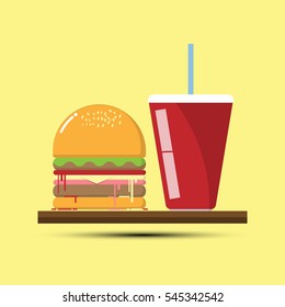Hamburger Flat Design, Vector illustration