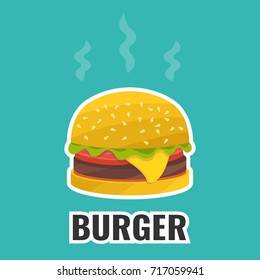 Hamburger flat icon. Fast food concept. Vector illustration.
