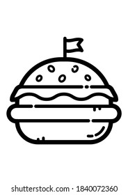 Hamburger-Flachicon einzeln auf weißem Hintergrund