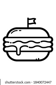 Icono Plano De Hamburguesa Aislado En Fondo Blanco