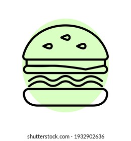 Hamburger flat icon. Pictogram for web. Line stroke. Isolated on white background. Vector eps10