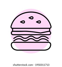 Icono plano de Hamburguesa. Pictograma para web. Icono de línea. Aislado sobre fondo blanco. Vector eps10