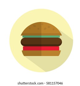 Hamburger flat icon with shadow. Vector illustration design