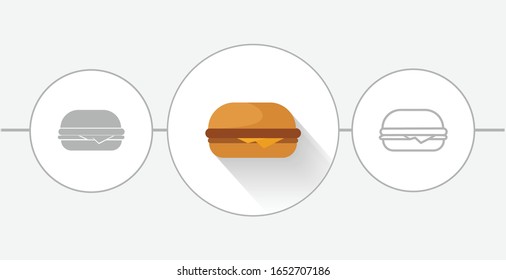 hamburger flat icon. solid and line icons