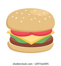 Hamburger flat icon. Vector illustration