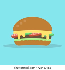 Hamburger flat icon. Vector illustration.