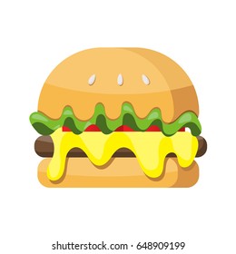 Hamburger flat icon vector isolated on white background