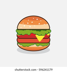 Hamburger flat line vector illustration.