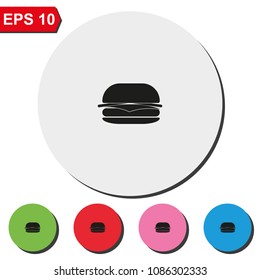 Hamburger flat round colorful vector icon.