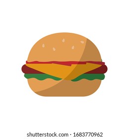 Diseño de ícono de estilo plano de Hamburguesa, menú de restaurante de comida cena comida comida comida comida comida comida comida comida comida comida y comida tema de comida Ilustración vectorial