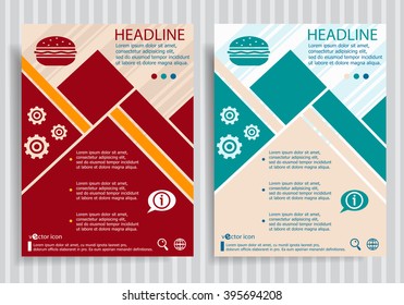 Hamburger  flat symbol modern flyer, brochure vector template.