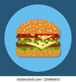 Hamburger flat vector icon