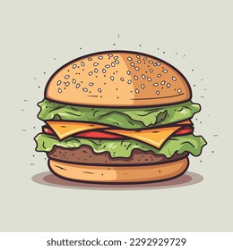 hamburger flat vector illustration. hamburger hand drawing isolated vector illustration