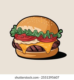 Hamburger Flat Vectors and Illustrations design icon, EPS 10
