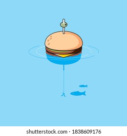 Hamburger float for catching hungry fish