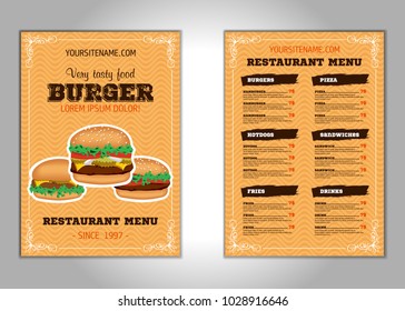 Hamburger flyer design vector template in A4 size or A5. Brochure and Layout Design. food concept. vector