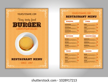 Hamburger flyer design vector template in A4 size or A5. Brochure and Layout Design. food concept. vector