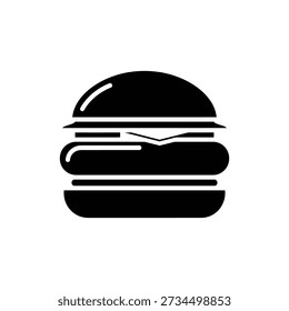 Hamburger Food Icon in Solid Black Style
