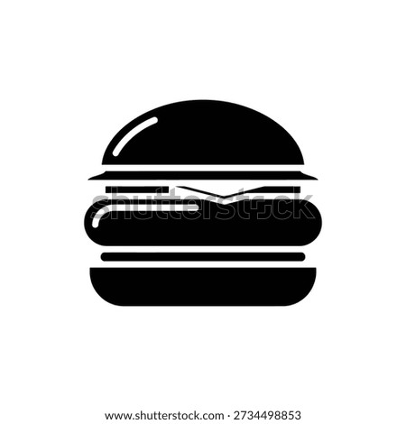 Hamburger Food Icon in Solid Black Style