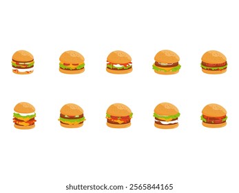 Hamburger Food Illustration Element Set