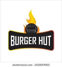 Hamburger food logo vector template. Hot burger fast food graphic illustrations in modern style.