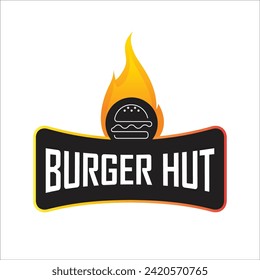 Hamburger food logo vector template. Hot burger fast food graphic illustrations in modern style.