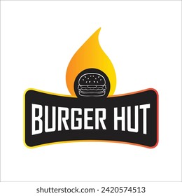 Hamburger food logo vector template. Hot burger fast food graphic illustrations in modern style.