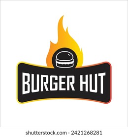 Hamburger food logo vector template. Hot burger fast food graphic illustrations in modern style.