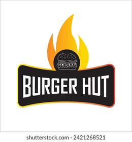 Hamburger food logo vector template. Hot burger fast food graphic illustrations in modern style.