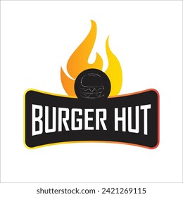 Hamburger food logo vector template. Hot burger fast food graphic illustrations in modern style.
