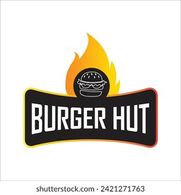 Hamburger food logo vector template. Hot burger fast food graphic illustrations in modern style.