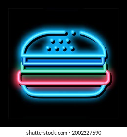 Hamburger Food neon light sign vector. Glowing bright icon Hamburger Food sign. transparent symbol illustration