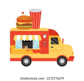 Hamburger food truck. Vector illustration