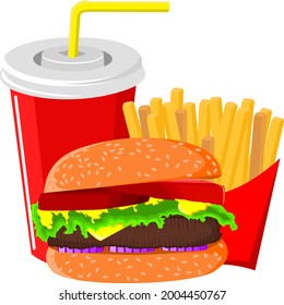 Hamburger French Fries Cola Drink Stock Vector (Royalty Free ...