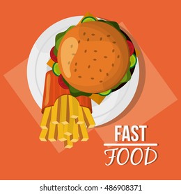Hamburger french fries and fast food design