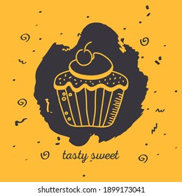 hamburger and french fries hand draw and block style icon design of food eat restaurant and menu theme Vector illustration