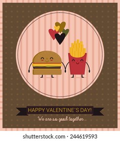 hamburger and french fries  in love