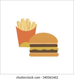 hamburger and fries