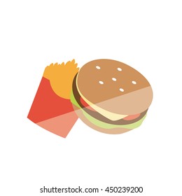 hamburger. fries. vector