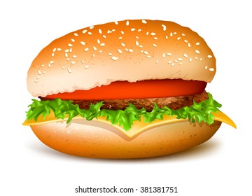 Hamburger. Fully editable handmade mesh. Vector illustration.