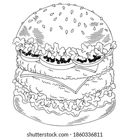 Hamburger graphic fast food black white sketch isolated illustration vector