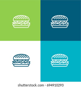 Hamburger green and blue material color minimal icon or logo design