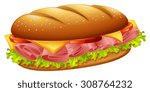 Hamburger with ham and cheese illustration