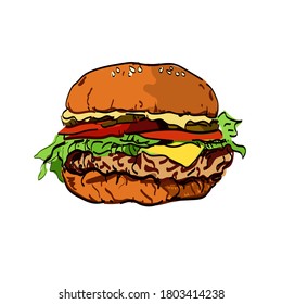 Hamburger hand drawing vector illustration 