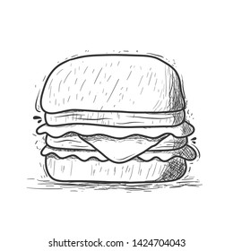 Hamburger Hand Drawn Vector Illustration