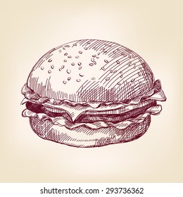 hamburger hand drawn vector llustration realistic sketch