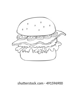 hamburger hand drawn vector llustration sketch